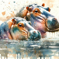 Whispers of the River Hippopotamus Mural Wallpaper - pure wallpaper artwork