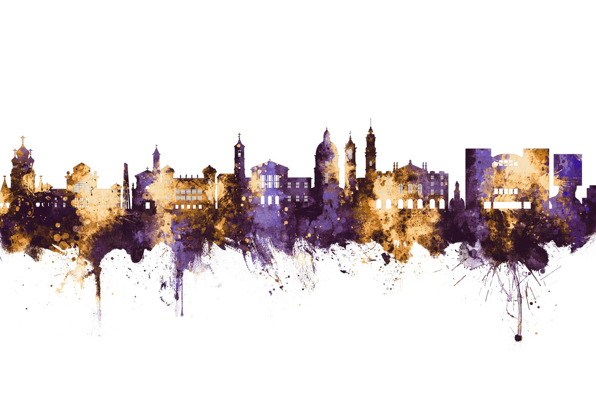 Nice France Skyline Purple & Gold Mural Wallpaper - pure wallpaper artwork
