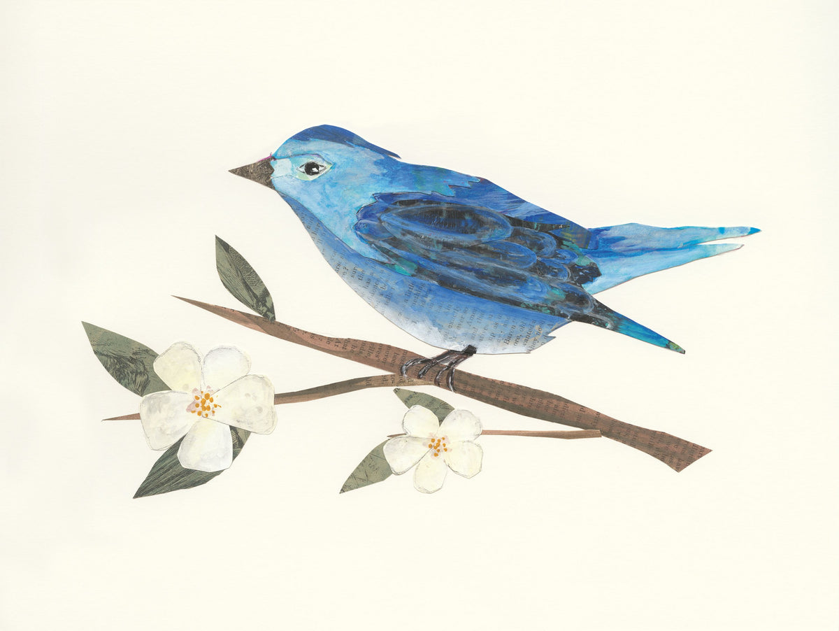 Blue Paper Bird Mural Wallpaper - pure wallpaper artwork