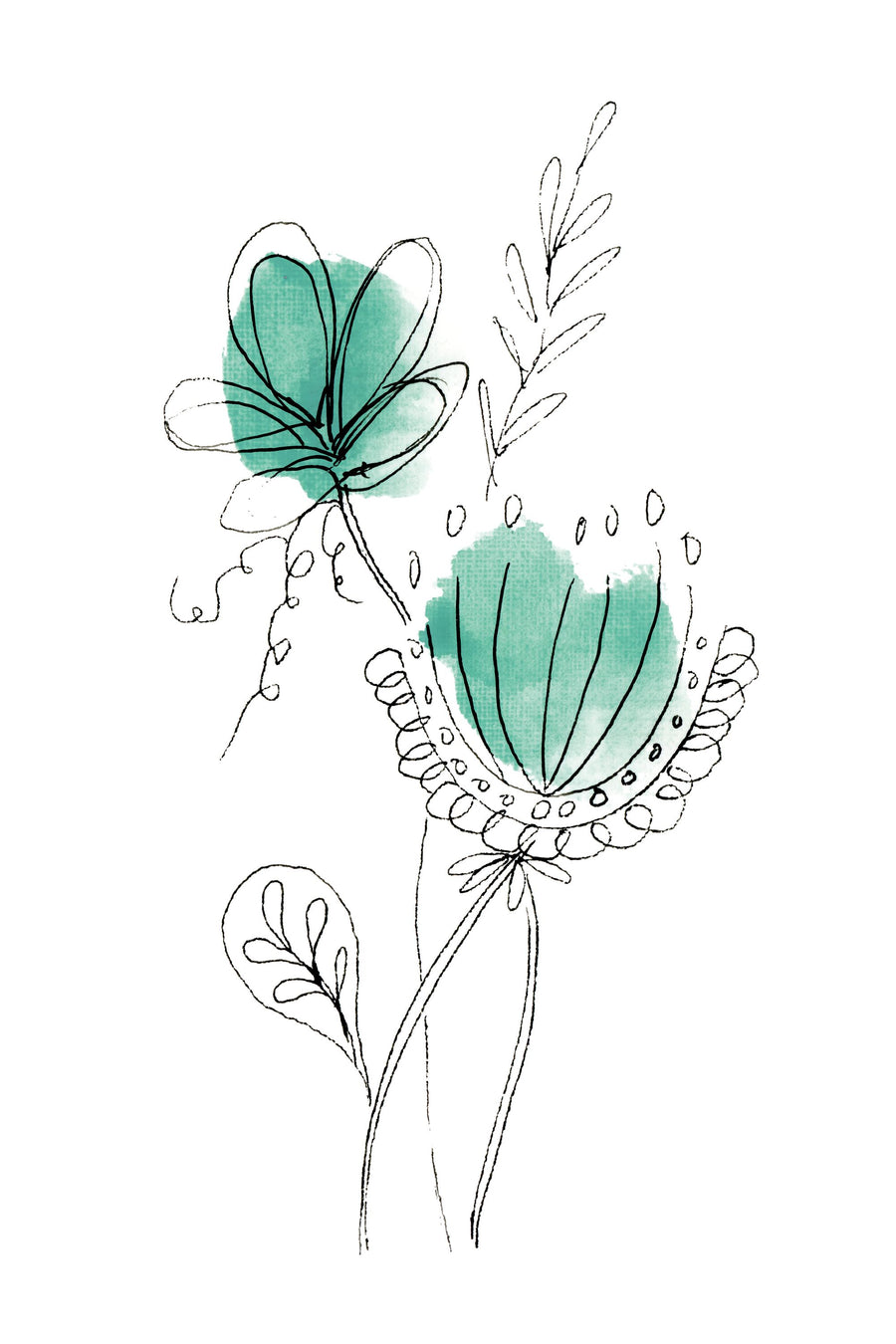 Line Flower VI Mural Wallpaper