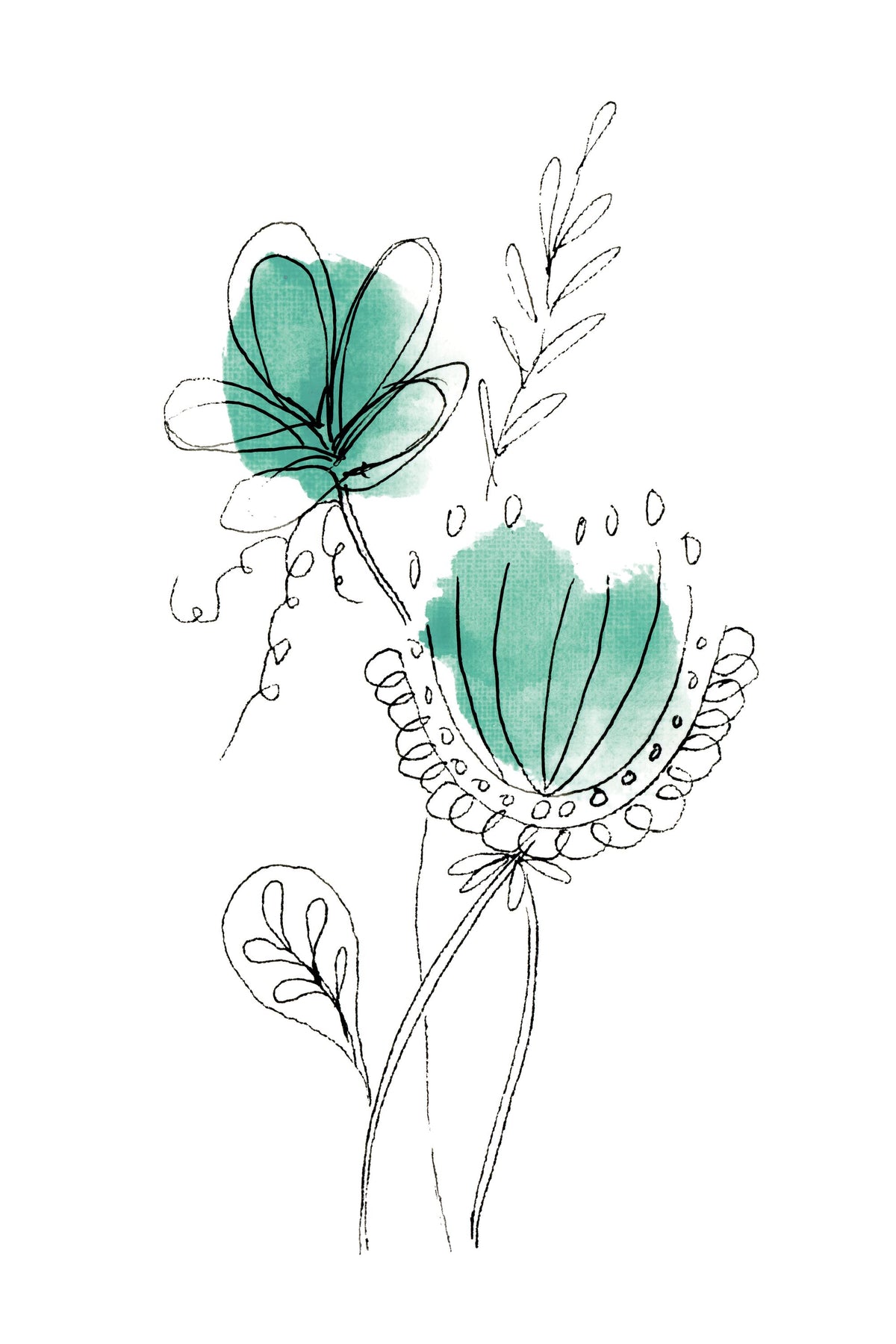 Line Flower VI Mural Wallpaper - pure wallpaper artwork