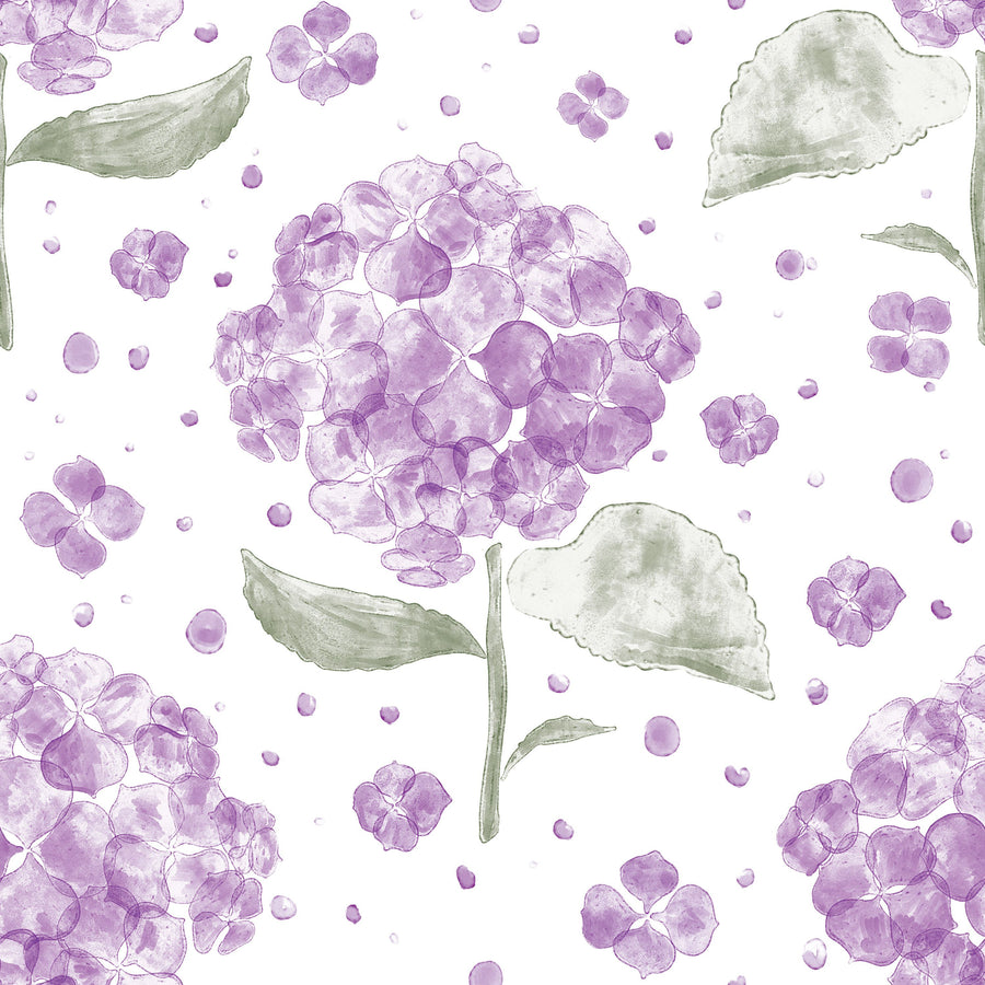Hydrangea in the Air, Purple Mural Wallpaper