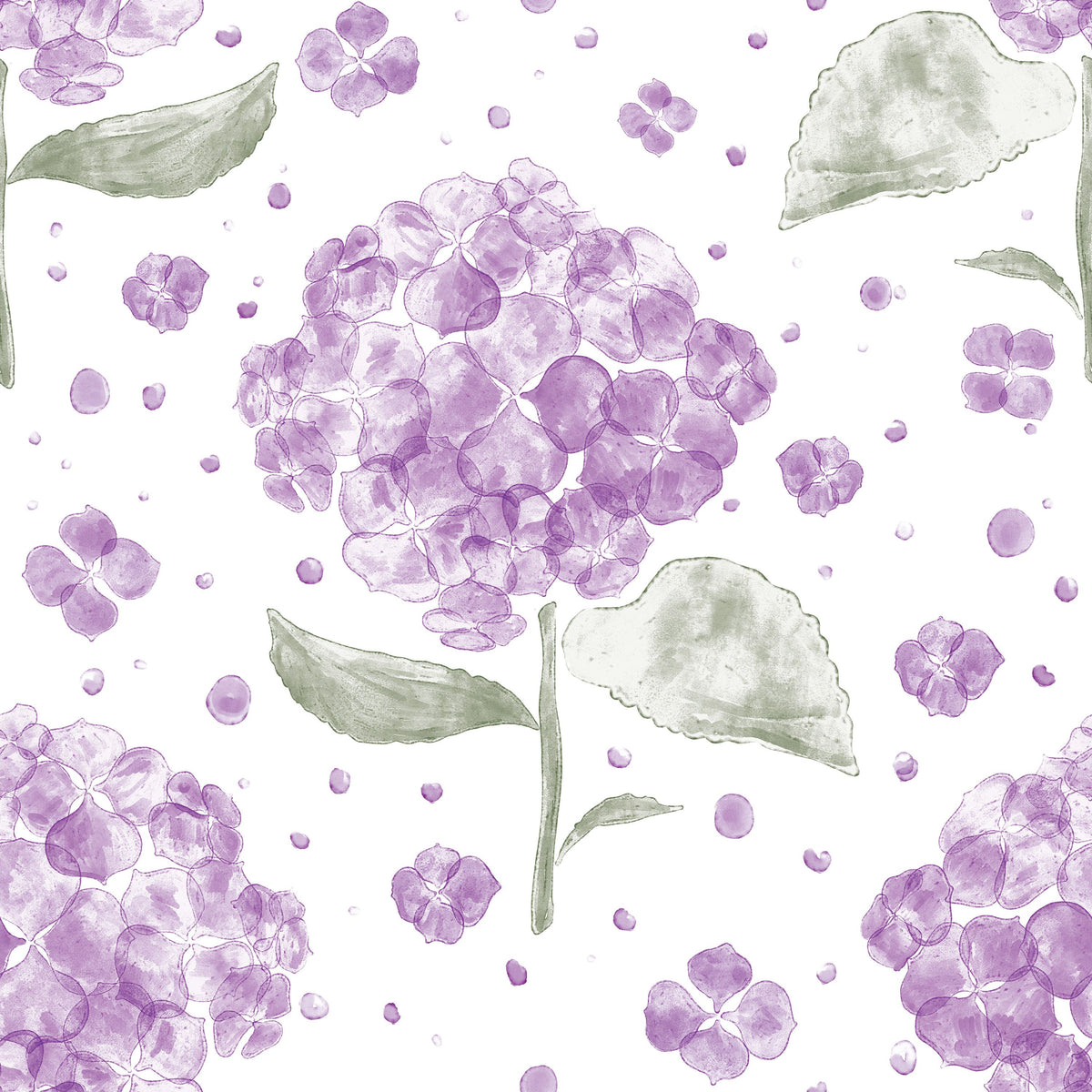 Hydrangea in the Air, Purple Mural Wallpaper - pure wallpaper artwork