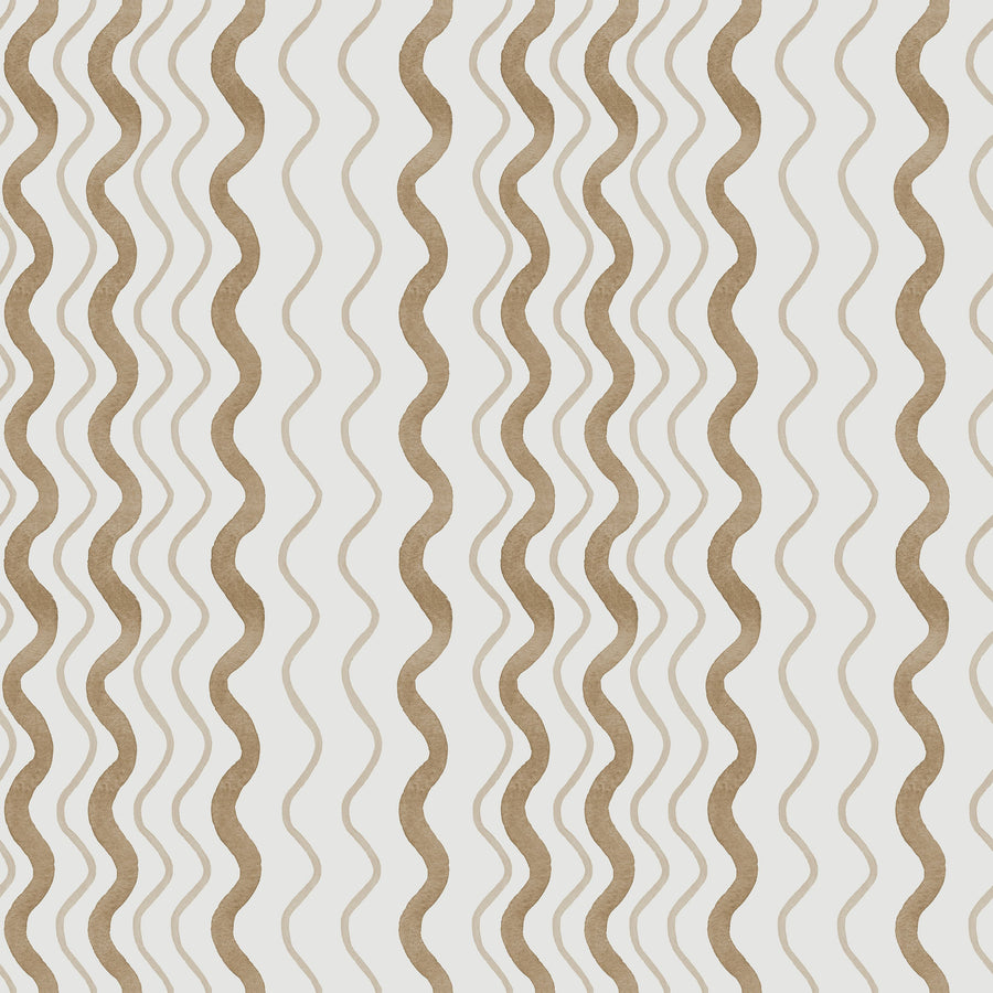 Wavy Stripes, Mocha Mural Wallpaper