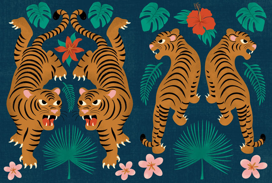 Jungle Tigers Mural Wallpaper