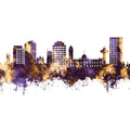 Hobart Australia Skyline Purple & Gold Mural Wallpaper - pure wallpaper artwork