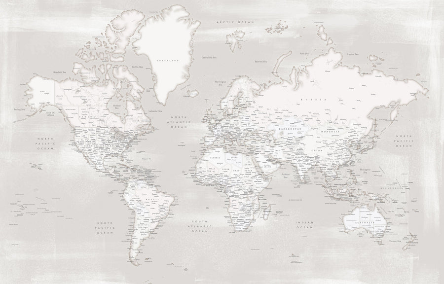 World Map Cities - Maeli Warm Mural Wallpaper