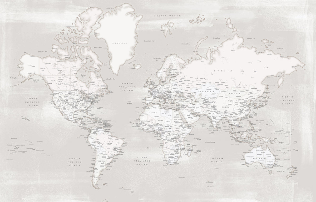 World Map Cities - Maeli Warm Mural Wallpaper - pure wallpaper artwork