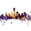 Dallas Skyline Purple & Gold Mural Wallpaper - pure wallpaper artwork