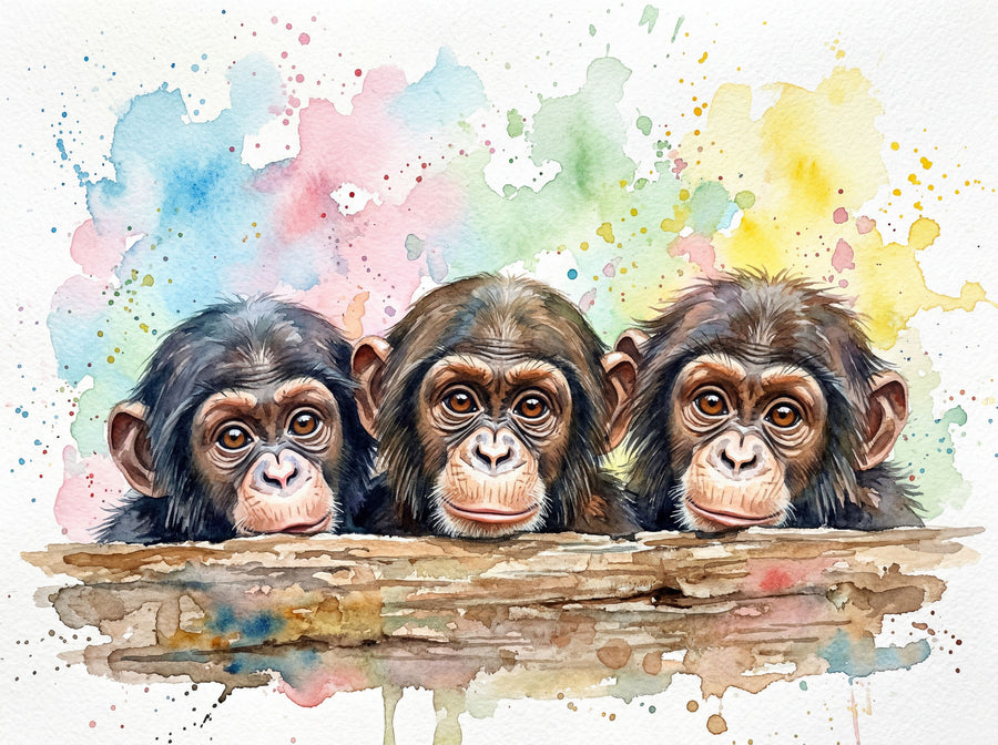 Chimpanzees - Cute Baby Animals Series Mural Wallpaper
