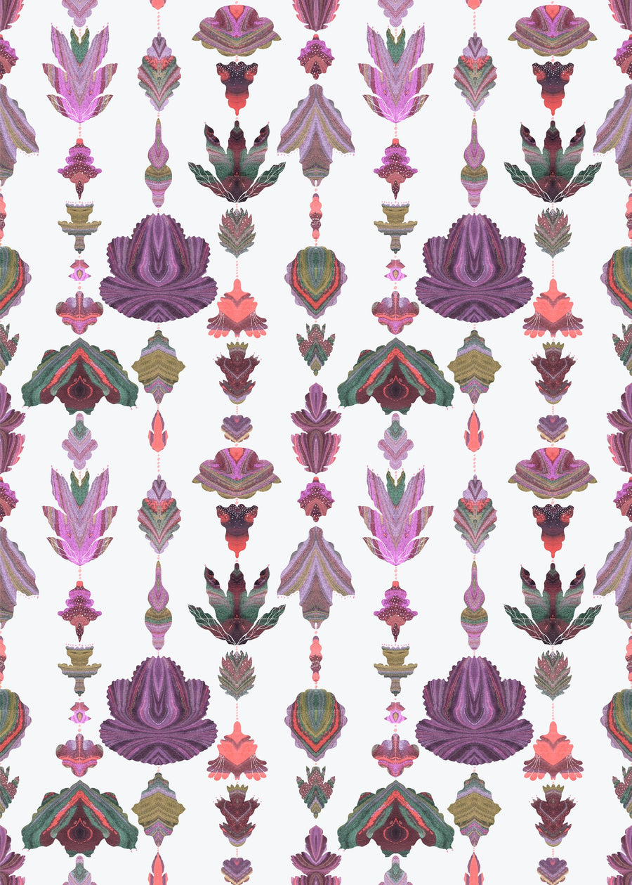 Marble Flowers, Periwinkle Mural Wallpaper