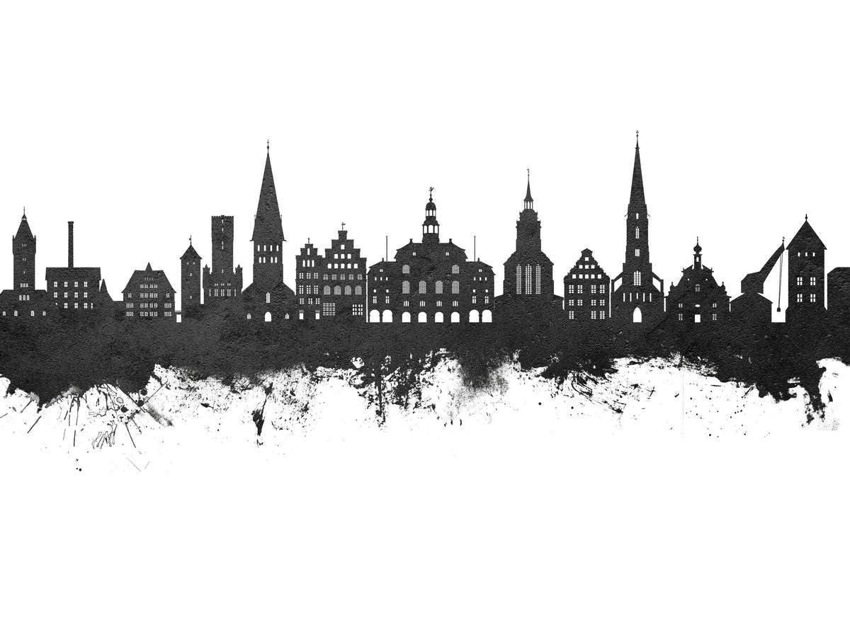 Lüneburg Germany Skyline Black & White Mural Wallpaper - pure wallpaper artwork