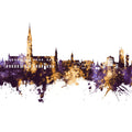 Salisbury England Skyline Purpl & Gold Mural Wallpaper - pure wallpaper artwork