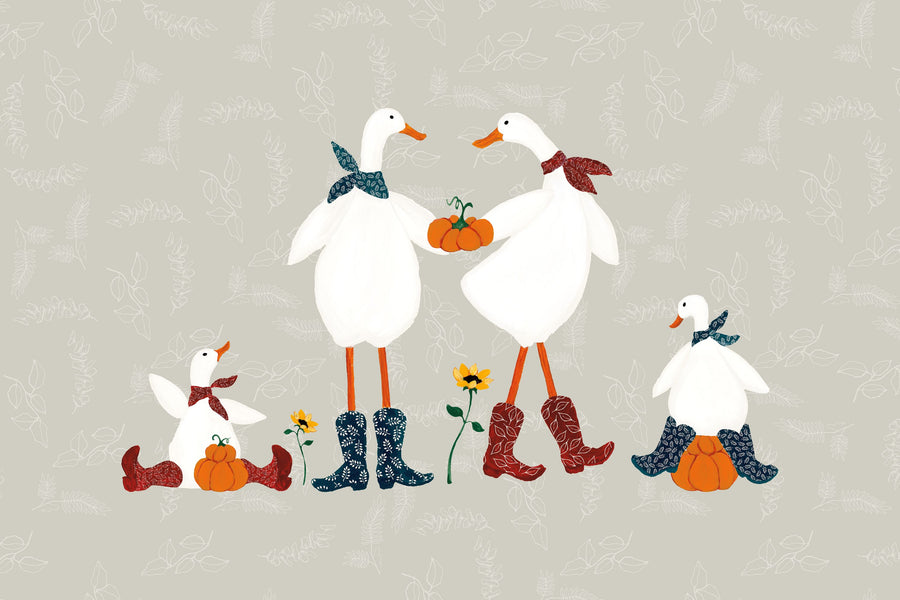 Ducks in the Pumpkin Patch VI Mural Wallpaper