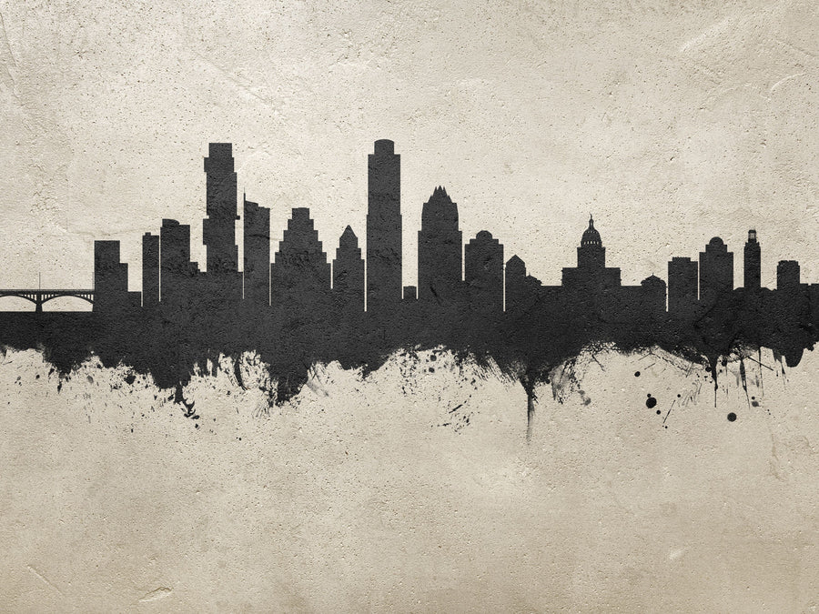 Austin Texas Skyline Concrete Mural Wallpaper