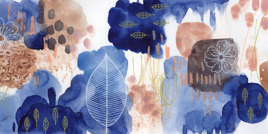 Big Blue Bloom Mural Wallpaper