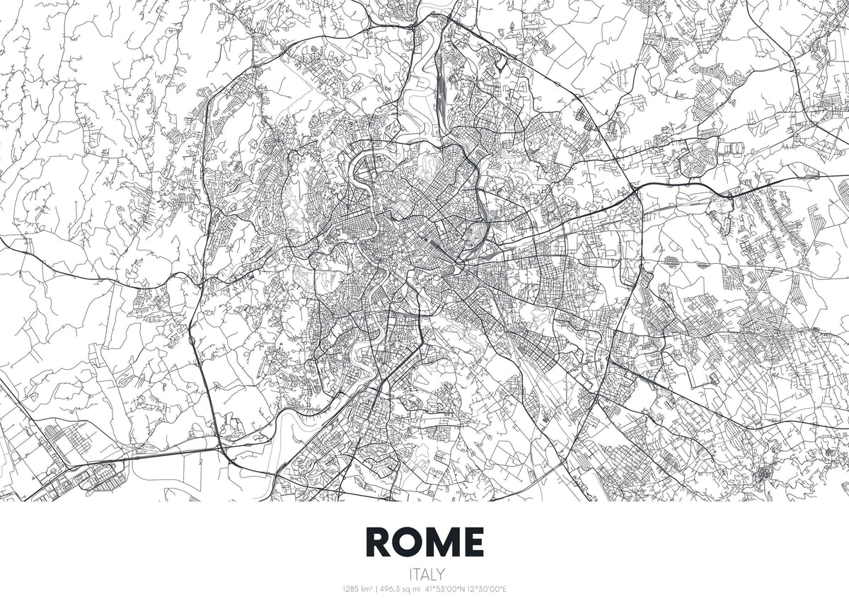 Map of Rome Mural Wallpaper - pure wallpaper artwork