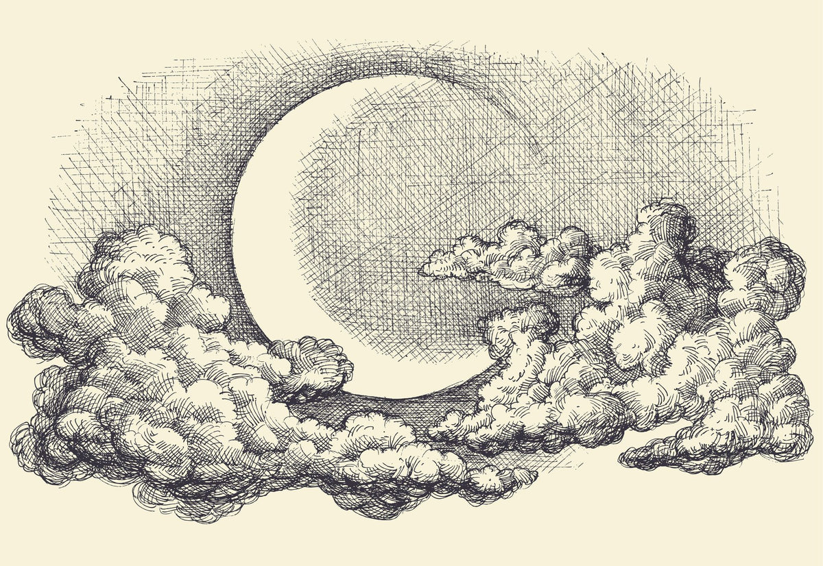 Moon in Clouds Mural Wallpaper - pure wallpaper artwork