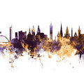 Glasgow Scotland Skyline Purple & Gold Mural Wallpaper - pure wallpaper artwork
