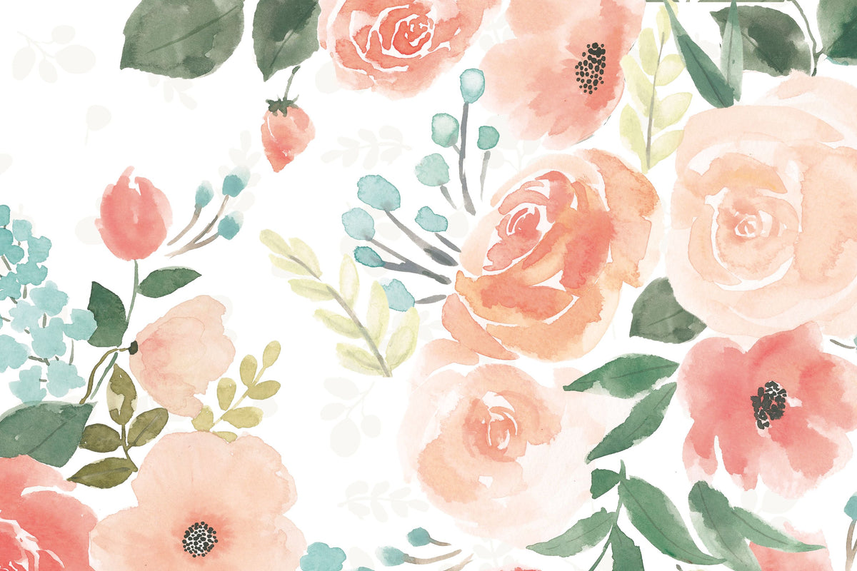 Blooming Delight III White Mural Wallpaper - pure wallpaper artwork