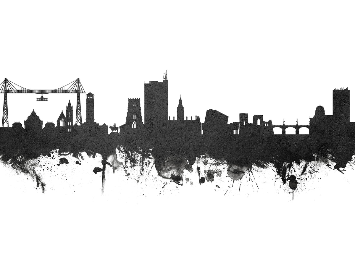 Newport Wales Skyline Black & White Mural Wallpaper - pure wallpaper artwork