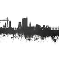 Newport Wales Skyline Black & White Mural Wallpaper - pure wallpaper artwork