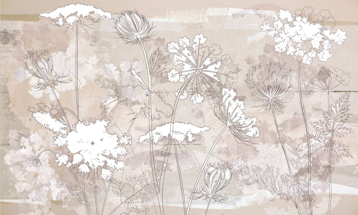 Wildflower Fresco Mural Wallpaper - pure wallpaper artwork