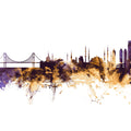 Istanbul Turkey Skyline Purple & Gold Mural Wallpaper - pure wallpaper artwork