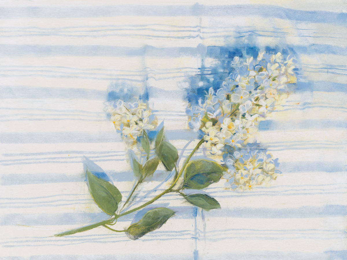 Lilac on Blue Stripe Mural Wallpaper - pure wallpaper artwork