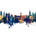 Dijon France Skyline Blue & Bronze Mural Wallpaper - pure wallpaper artwork