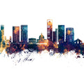 Luanda Skyline Blue & Bronze Mural Wallpaper - pure wallpaper artwork
