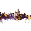 Valladolid Spain Skyline Purple & Gold Mural Wallpaper - pure wallpaper artwork