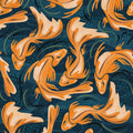 Koi Fish, Ocean Blue Mural Wallpaper - pure wallpaper artwork