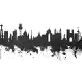 Lisbon Portugal Skyline Black & White Mural Wallpaper - pure wallpaper artwork