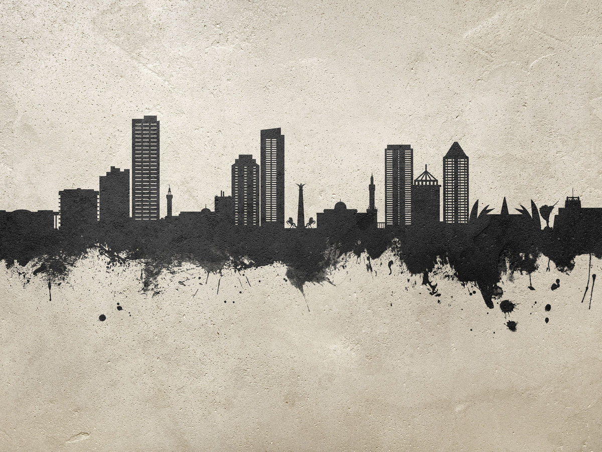 Umm Al Quwain Skyline Concrete Mural Wallpaper - pure wallpaper artwork