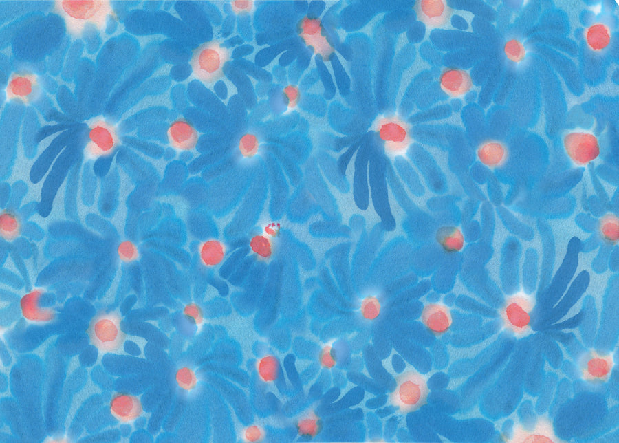 August Blossoms, Blue Mural Wallpaper