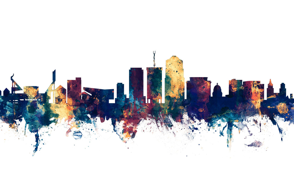 Tucson Arizona Skyline Blue & Bronze Mural Wallpaper - pure wallpaper artwork