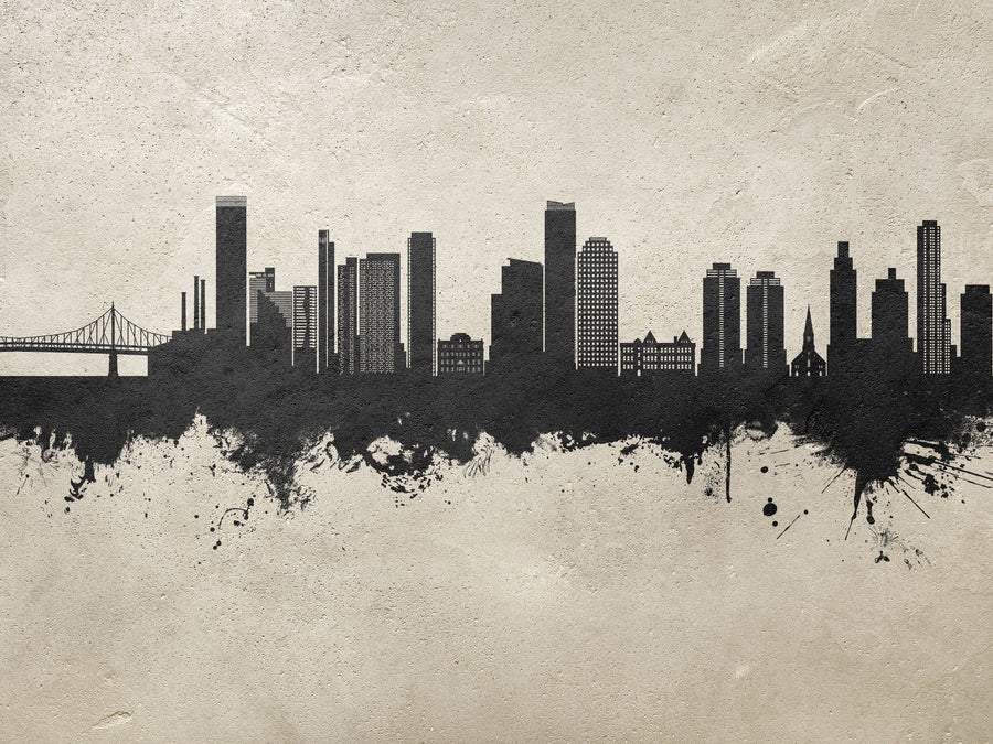 Queens New York Skyline Concrete Mural Wallpaper