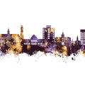 Georgetown Guyana Skyline Purple & Gold Mural Wallpaper - pure wallpaper artwork
