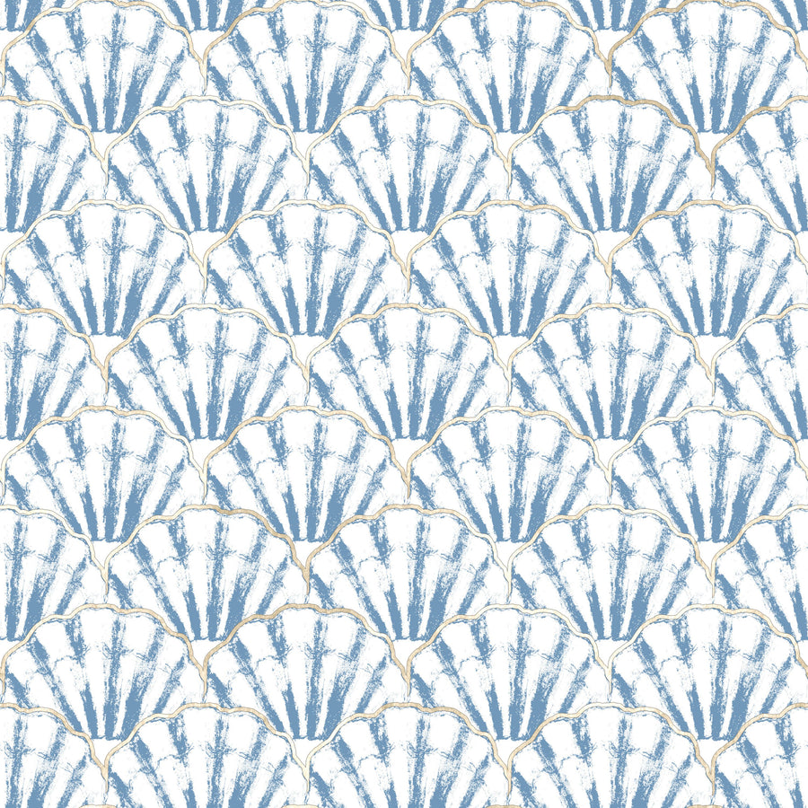Mermaid Shells, Blue Mural Wallpaper