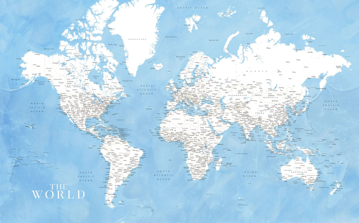 World Map Cities - Naolin Mural Wallpaper - pure wallpaper artwork