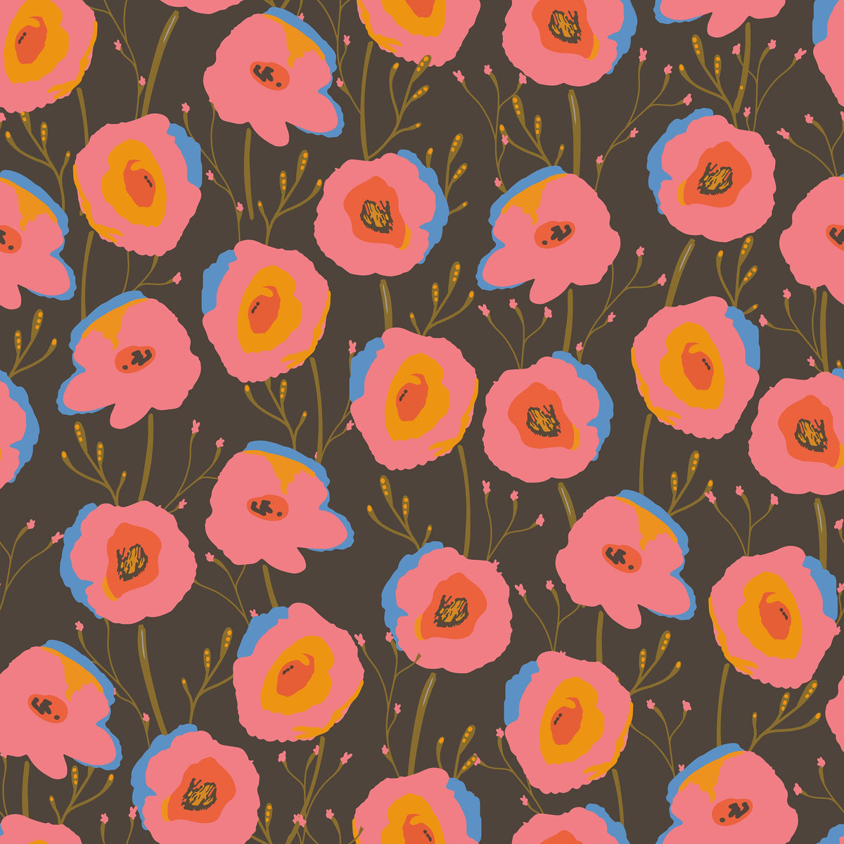Pop Flowers Mural Wallpaper - pure wallpaper artwork