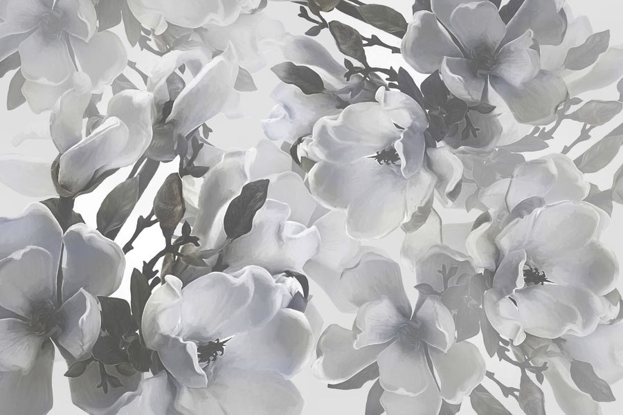Dreaming of Magnolias Small (No Lines), Blue Mural Wallpaper