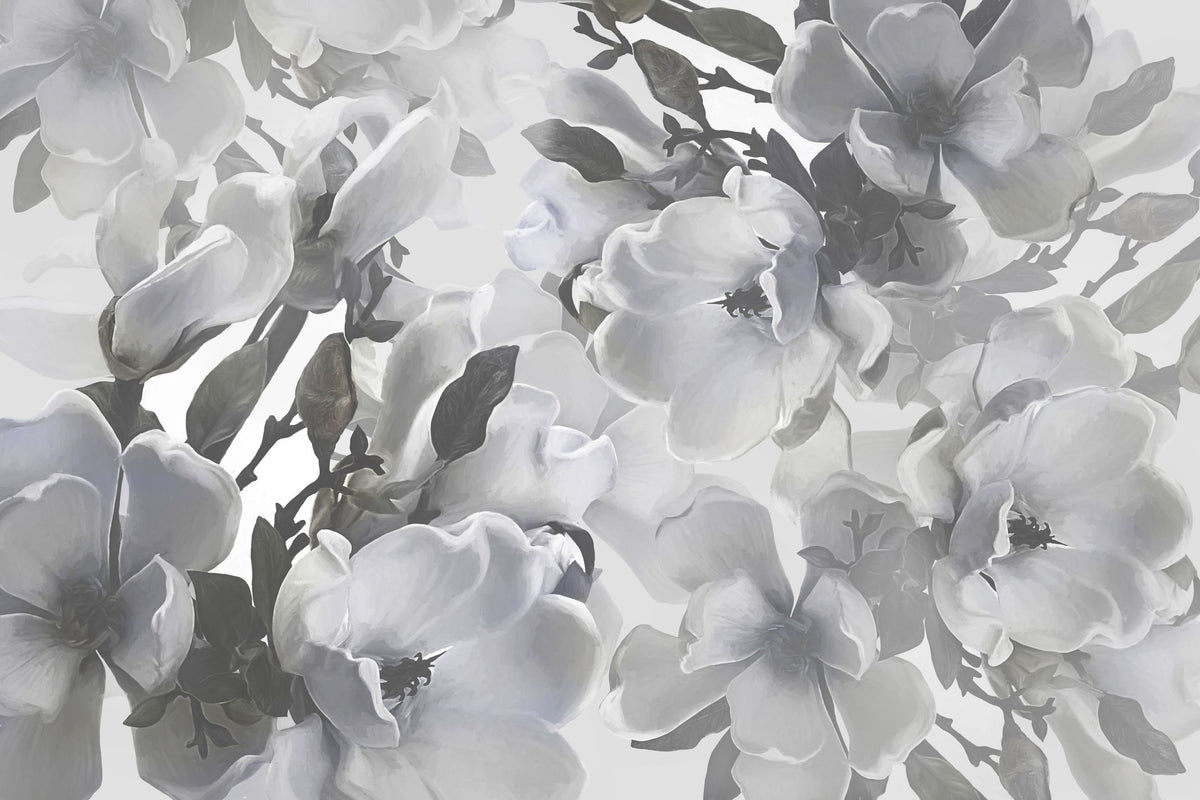 Dreaming of Magnolias Small (No Lines), Blue Mural Wallpaper - pure wallpaper artwork