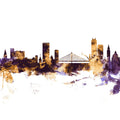 Liege Belgium Skyline Purple & Gold Mural Wallpaper - pure wallpaper artwork