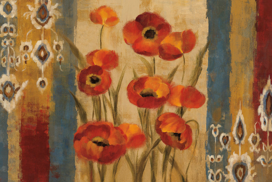 Ikat Floral Tapestry Mural Wallpaper