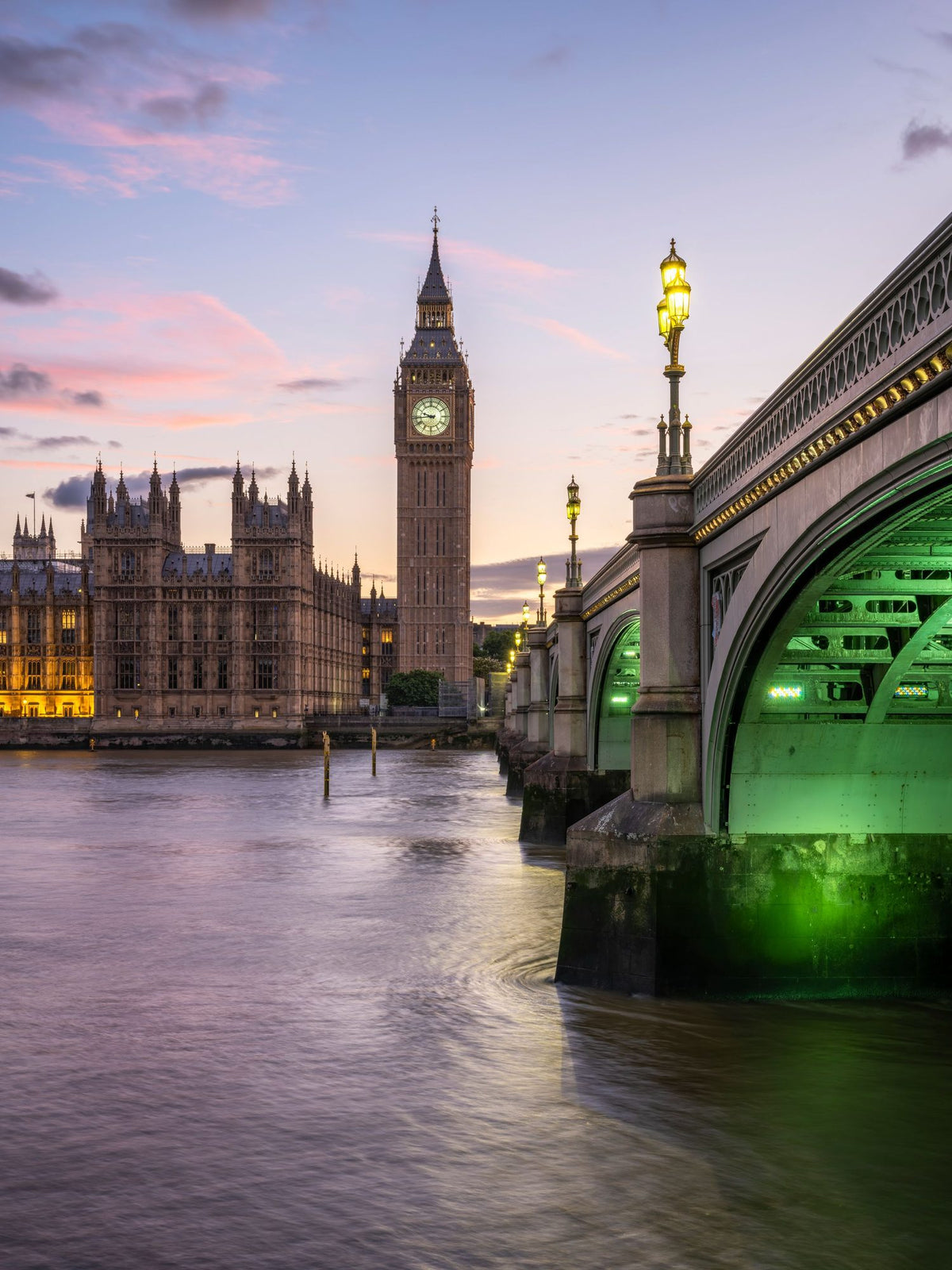 Big Ben and Westminster Bridge At Sunset Mural Wallpaper - pure wallpaper artwork