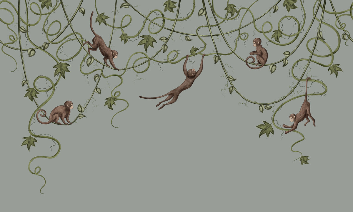 Monkey Jump, Laurel Mural Wallpaper - pure wallpaper artwork