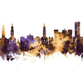 Erlangen Germany Skyline Purple & Gold Mural Wallpaper - pure wallpaper artwork
