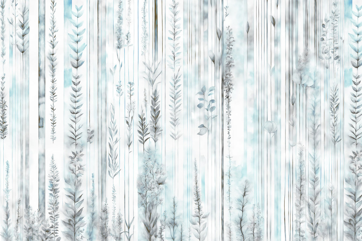 Botanical Wall Teal Mural Wallpaper - pure wallpaper artwork